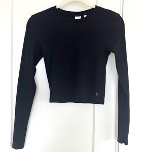 TNA Black Crew Neck Cropped Long Sleeve Top